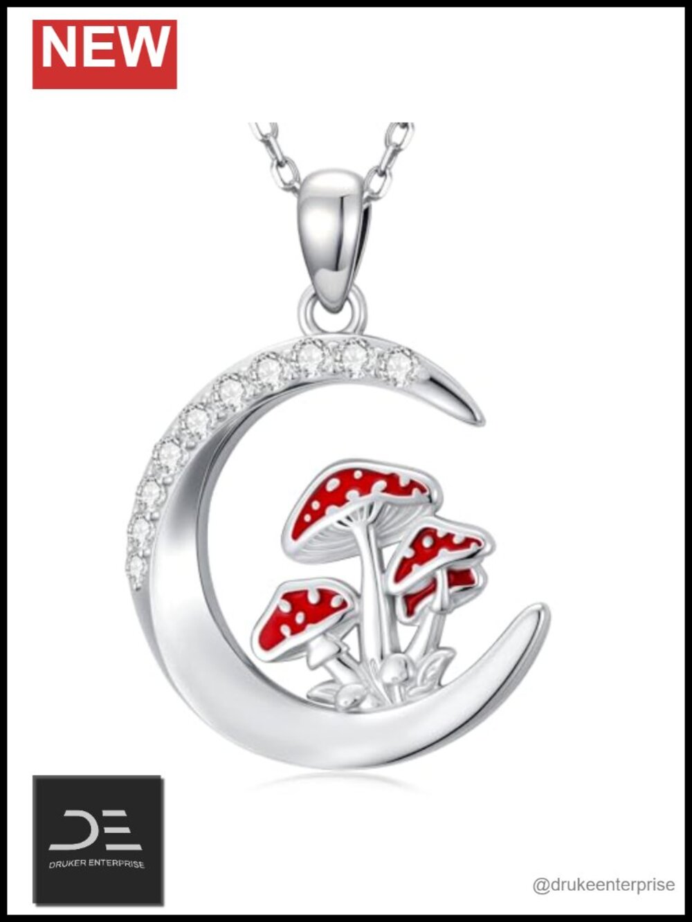 925 Sterling Silver Moon Pendant Halloween Gothic Fairycore Necklace
